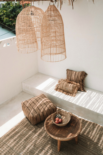 Prüfen Lampe über Esstisch - The Elba L, E27, Rattan, handgefertigte Produktion