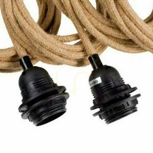Pendelfassung BAZAR BIZAR Cable Fittings FL-JUTE-005 Naturbaumwolle schwarze Fassungen 5xE27 350 cm small 2