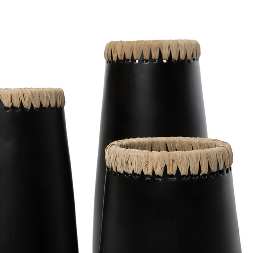 Prüfen Vase Bazar Bizar Sneaky schwarz Terrakotta Raffia 31 cm L