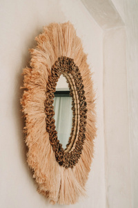 Wandspiegel Mowgli M rund Ø 60 cm aus Naturgras Bazar Bizar small 4