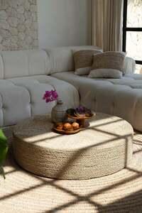Sitzpouf Bazar Bizar The Huge Pouffe aus Seegras, naturfarben, Ø100 cm small 3