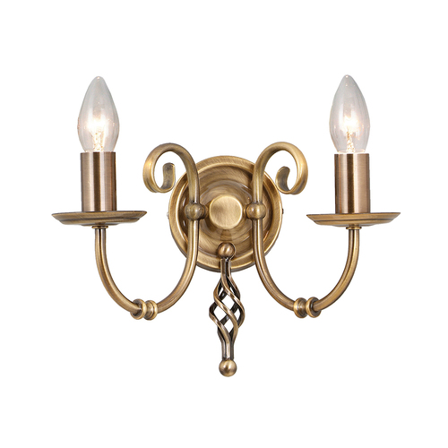 Prüfen Artisan 2 Licht Wandleuchte - Aged Brass Elstead