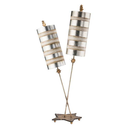 Prüfen Nessel Luxe 2 Licht Tischlampe - Silber Elstead