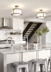 Charlotte 3 Light Semi-Flush - Gebürstetes Karamell Elstead small 1