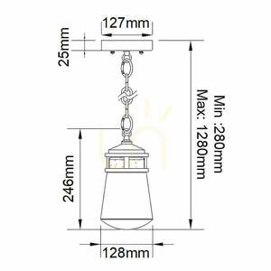 Lyndon 1 Licht kleine Kette Laterne - Architectural Bronze Elstead small 5