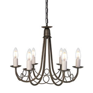 Minster 6 Licht Kronleuchter - Schwarz/Gold Elstead small 0