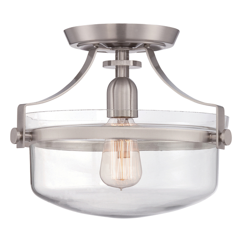 Prüfen Penn Station 1 Light Semi Flush - Gebürstetes Nickel Elstead