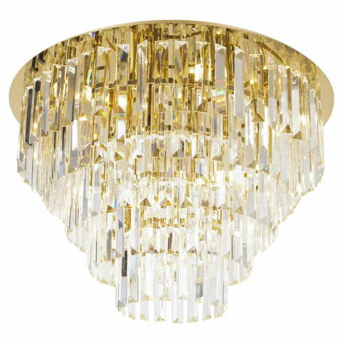 Prüfen Plafond Max Light Monaco C0224 Gold Metall Glas Ø80 cm 16xG9
