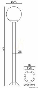 Außenstehleuchte SU-MA KULE schwarz 175 cm E27 K 5002/1/K 250 small 3