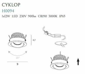 Einbauleuchte Max Light Cyklop H0094 weiß LED 12W 3000K IP65 rund 6 cm 3 Einbauleuchte Max Light Cyklop H0094 weiß LED 12W 3000K IP65 rund 6 cm small 3