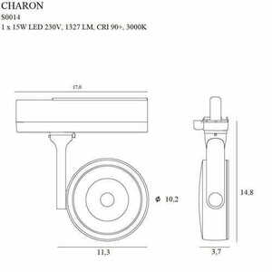 Schienenstrahler Max Light Charon S0014 schwarz LED 15W 3000K dimmbar small 2