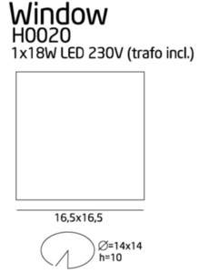 Weiße LED-Einbauleuchte Max Light Window H0020 18 W 3000 K IP20 small 3