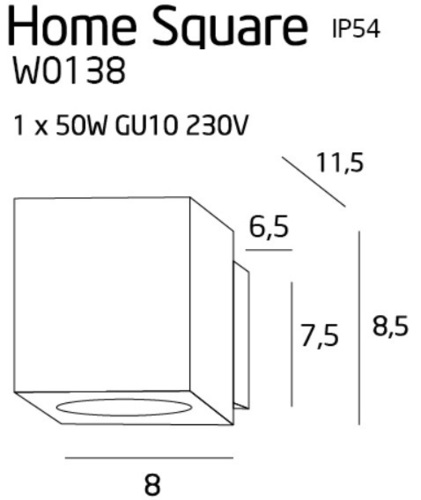 Prüfen Wandleuchte Max Light Home Square W0138 weiß GU10 Aluminium