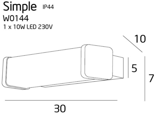 Prüfen Wandleuchte Max Light Simple W0144 Chrom LED 10W IP44 30 cm