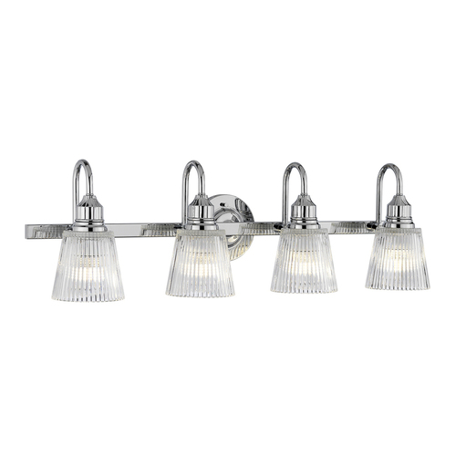 Prüfen Badezimmer-Wandleuchte Addison 4x G9 LED 3 W IP44 82 cm, poliertes Chrom und Rillenglas, Quintiesse