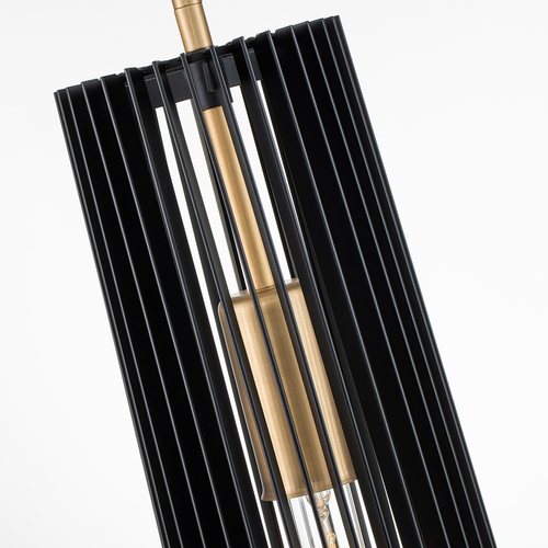 Prüfen Quintiesse Linara Pendelleuchte QN-LINARA-P-BK, 1×E27, Schwarz / Naturmessing
