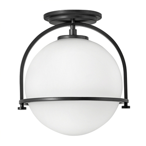 Somerset Plafond - 1 Leuchtmittel - Opalglas - Schwarz Quintiesse small 0