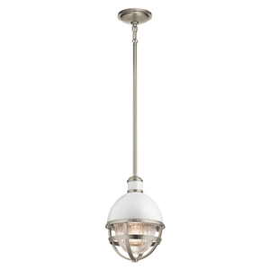 Mini-Pendelleuchte Tollis Quintiesse, 1 × E27, Weiß / gebürstetes Nickel small 0