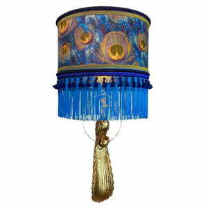 Las Plumas Granada Pendelleuchte aus Pfauenauge-Samt 35 cm small 0