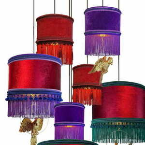 Las Plumas OAHU LPOH7 Kronleuchter, 7 × E27, Samt und Fransen small 2