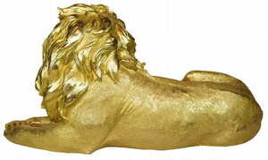 Dekoskulptur Las Plumas LEONARDO — liegender Löwe, goldenes Kunstharz, 80 × 38 cm small 4