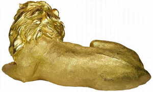 Dekoskulptur Las Plumas LEONARDO — liegender Löwe, goldenes Kunstharz, 80 × 38 cm small 5
