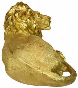 Dekoskulptur Las Plumas LEONARDO — liegender Löwe, goldenes Kunstharz, 80 × 38 cm small 6