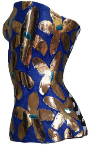 Keramikbüste Las Plumas Diana blau-golden 43 cm small 6