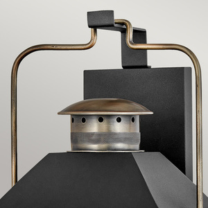 Fitzgerald große Wandlaterne, 3-flammig - Schwarz strukturiert mit polierter Bronze Elstead small 3