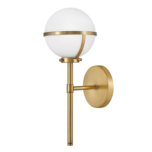 Prüfen Badezimmer-Wandleuchte Hollis 1xE14, Opalglas, Heritage Brass, IP44, 40,3 cm, Elstead / Hinkley