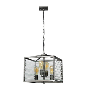 Louvre Pendelleuchte, 4-flammig - Gunmetal, Glaslamellen Elstead small 1