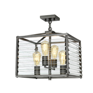 Louvre Pendelleuchte, 4-flammig - Gunmetal, Glaslamellen Elstead small 2