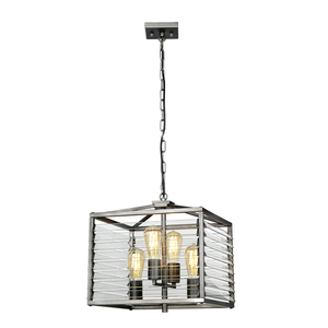 Louvre Pendelleuchte, 4-flammig - Gunmetal, Glaslamellen Elstead small 0