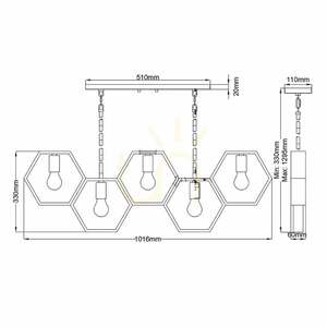 Bismarck Pendelleuchte linear - 5 Lichtquellen - Schwarz Earth Black Elstead small 6