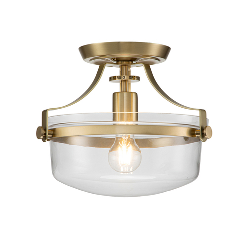 Prüfen Penn Station 1 Light Semi Flush - Gebürstetes Messing Elstead
