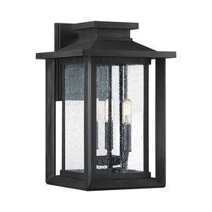 Wandlaterne Wakefield groß 3xE14 IP44 – Earth Black, Klarglas mit Luftblasen – Quoizel / Elstead small 0