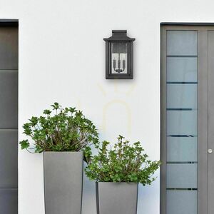 Wandlaterne Wakefield groß 3xE14 IP44 – Earth Black, Klarglas mit Luftblasen – Quoizel / Elstead small 4