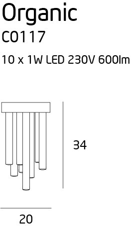Prüfen Plafond Max Light Organic C0117D Chrom 10-flammig LED 34 cm