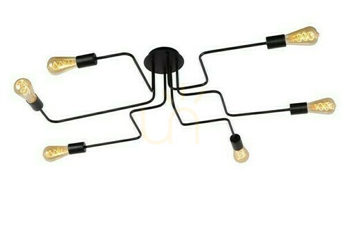 Prüfen Plafond Lucide LESTER schwarz Metall Vintage 6-flammig 21112/06/30