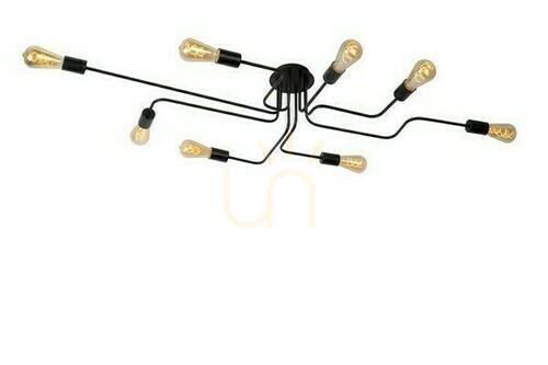 Prüfen Plafond Lucide LESTER 8xE27 Schwarz Metall Vintage 21112/08/30