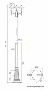 Gartenlaterne SU-MA Prince 3-flammig schwarz patina 195-295 cm OGMWN 3 O small 6