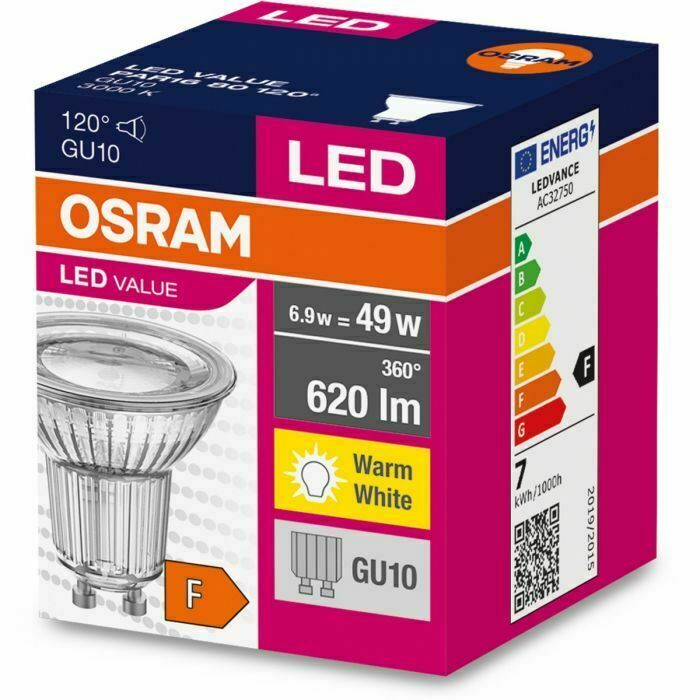 Prüfen LED GU10 Glühbirne 6.9W = 49W 620lm 3000K Warm 120° OSRAM LED GU10 Glühbirne 6.9W = 49W 620lm 3000K Warm 120° OSRAM