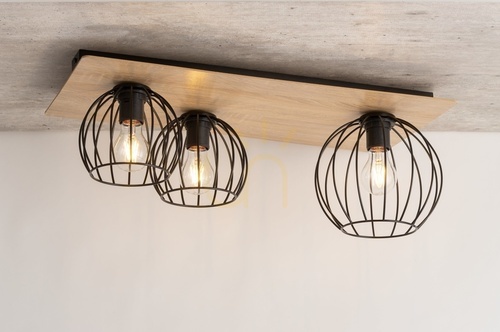 Prüfen Plafond Sigma Cyber 3 Eiche Schwarz E27 64 cm 32359