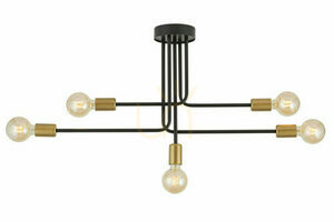 Plafond Sigma Gino 5-flammig schwarz gold E27 32382 small 0