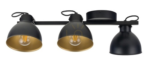 Prüfen Plafond Sigma Mars 3-flammig schwarz/gold E27 32270