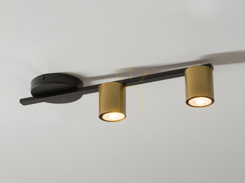 Prüfen Plafond Sigma Sky 2-flammig Schwarz Gold GU10 33432