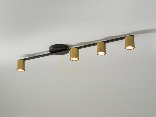 Prüfen Plafond Sigma Sky 4-flammig Schwarz-Gold GU10 33438