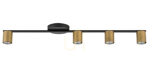Prüfen Plafond Sigma Sky 4-flammig Schwarz-Gold GU10 33438
