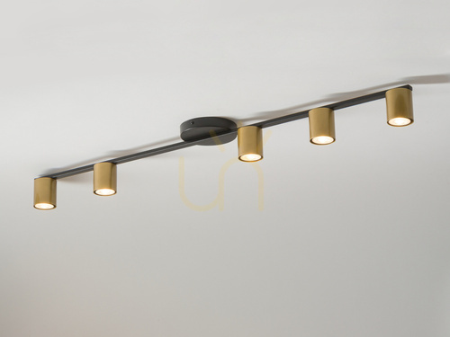 Prüfen Plafond Sigma Sky 5-flammig Schwarz Gold GU10 110 cm 33441