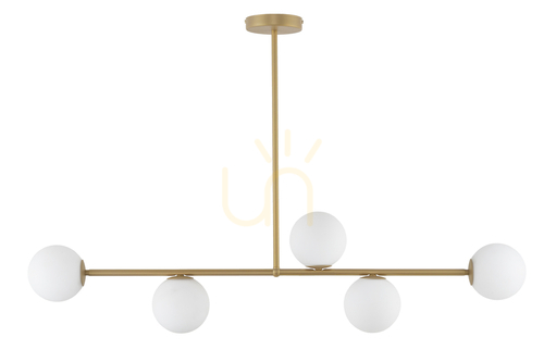 Prüfen Pendelleuchte Sigma Gama 5-flammig Gold Beige Glas 33334